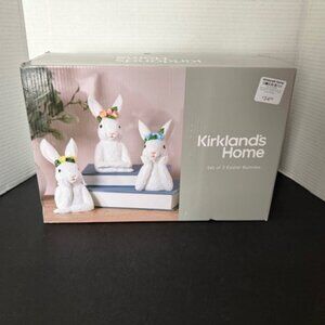 NEW - Kirkland's Home Adorable Set of 3 Sassie Easter Bunnies with Flowers